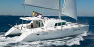 A Belize 43 catamaran at sea